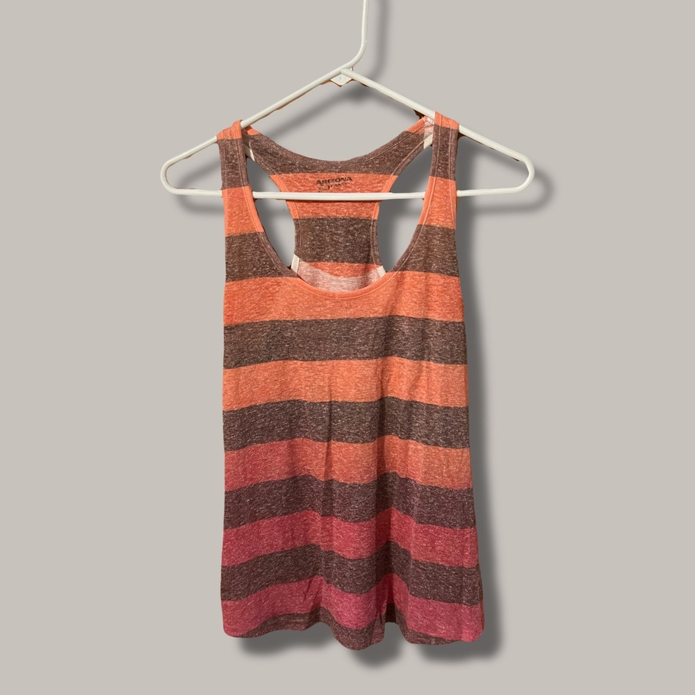 Arizona Jean Company Pink and Brown Striped Tank Top